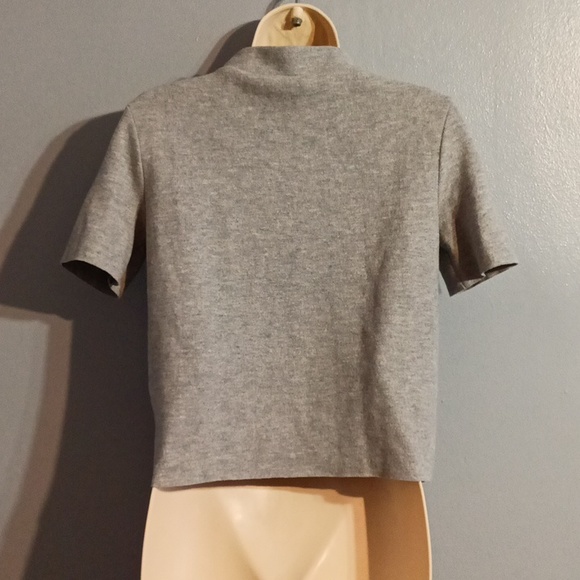 Zara women's light gray, black blends size small short sleeve mock neck … - Picture 15 of 17